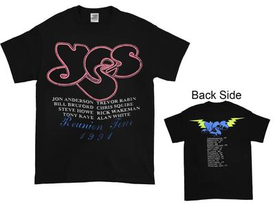 1991 Yes Reunion Tour Black Shirt Double Sided Unisex T-Shirt