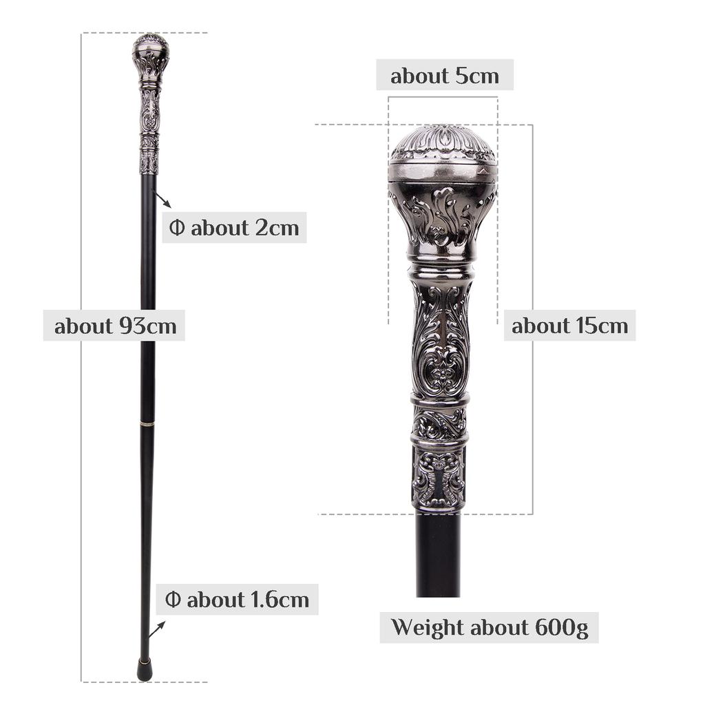 Silberner luxuriöser runder Griff, modischer Gehstock für Party, dekorativer Gehstock, eleganter Gehstock mit Crosier-Knopf, 93 cm