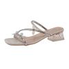 French temperament bright diamond cover toe sandals 2025 summer fairy wind water diamond butterfly square head crystal high heel slippers