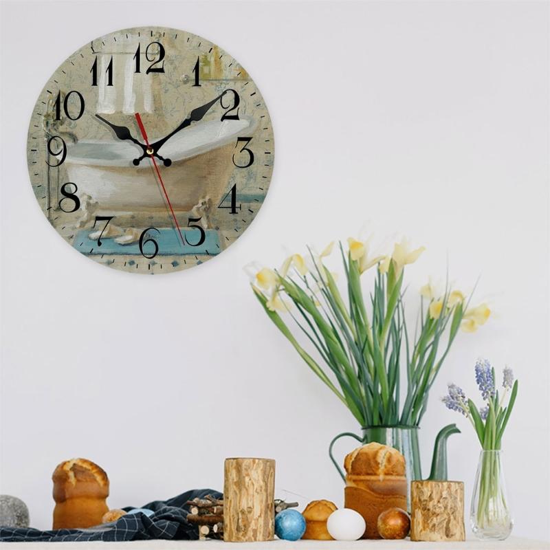 Silents None Ticking Wall Clocks Battery Operated,Decorative Clock for Bathroom Kitchen Living Room Decorative Clock