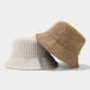 Autumn and Winter New Chunky Striped Corduroy Glossy Fisherman Hat, Face-enhancing Trendy Outdoor Street Fashion Pot Hat