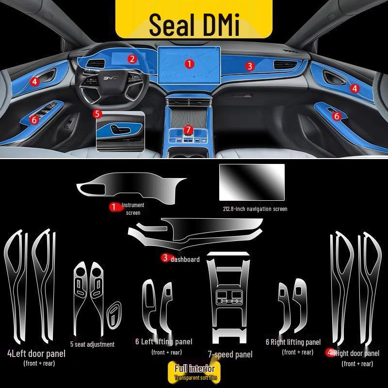 Transparent Interior Film for BYD Seal EVI Console Screens - Fits 25 Models