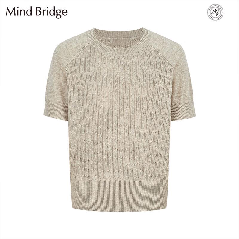 Mind Bridge Women s Ribbed Crew Neck Knit T-Shirt L (170/92A)