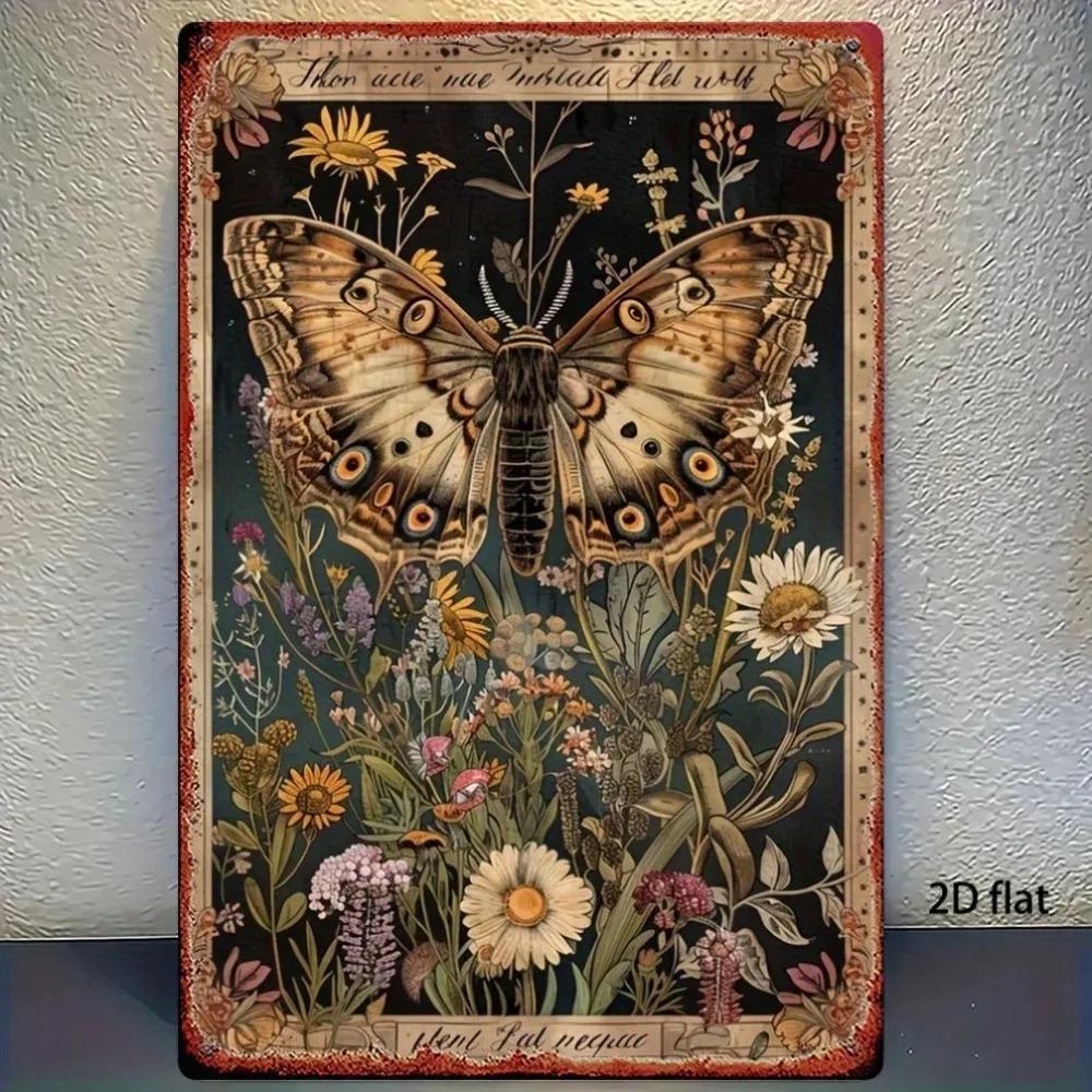 Vintage Butterfly Wall Art Metal 2D Flat Butterfly  Sunflower Home Decor for Living Room Cafe Bar 20x30cm