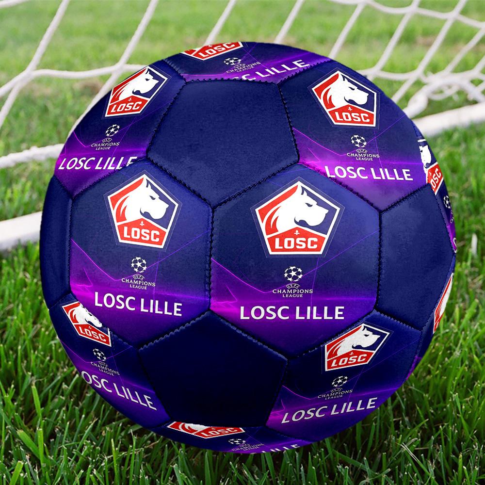 LOSC Lille Indoor Soccer Ball Colorful All Ages Size 5 Machine Stitched PVC Competition Ready Durable High-Bounce