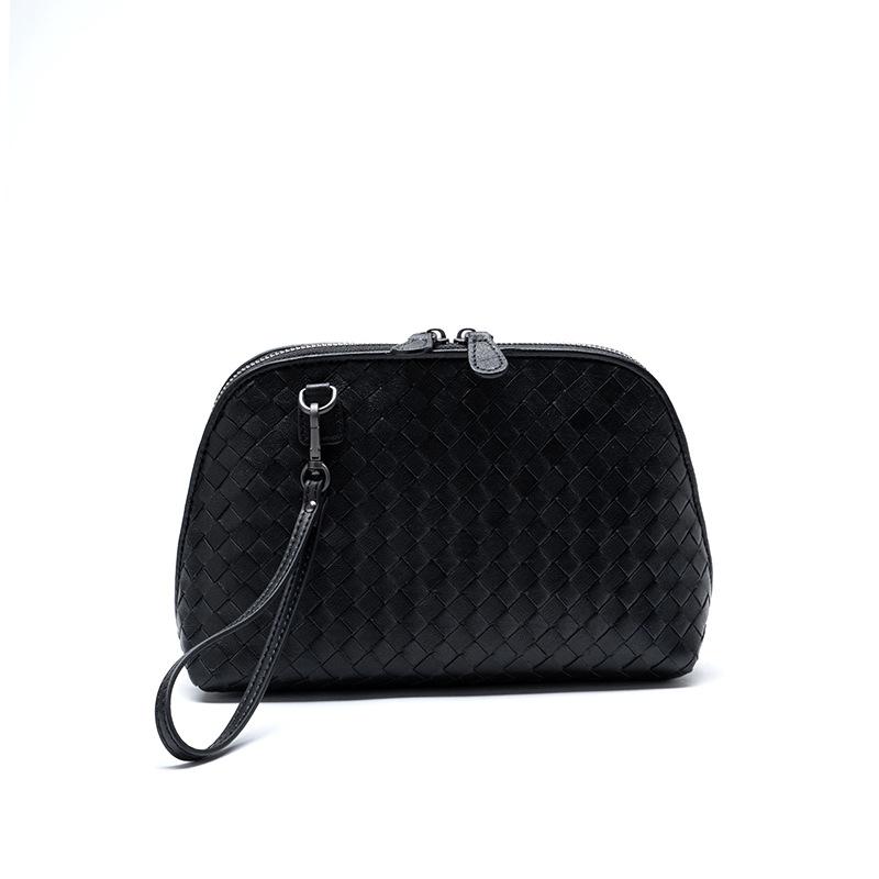 Cross Border Trend New Woven Women's Bag Top Layer Sheepskin Handmade Woven Diagonal Cross Bag Hand-held Makeup Bag