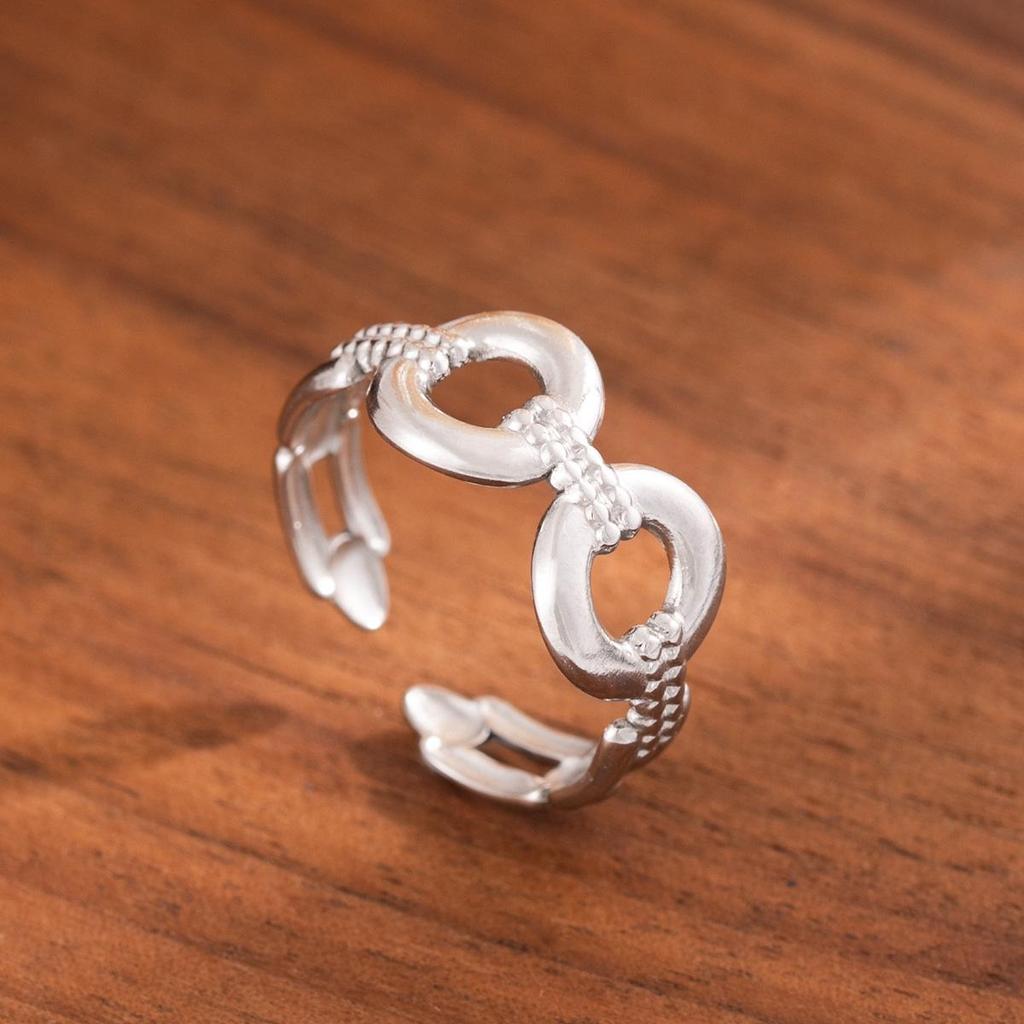 Stainless Steel Adjustable Open Ring - Colorfast Titanium Jewelry