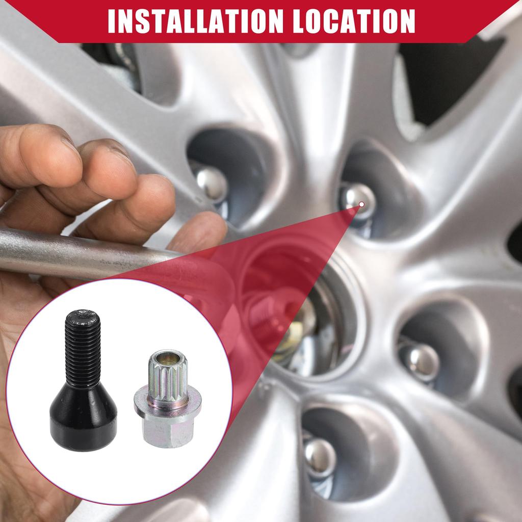 Hihaha Wheel Lock Set Lug Nuts Bolts #36136786419 Fits BM W 528i Fits 1978-1987