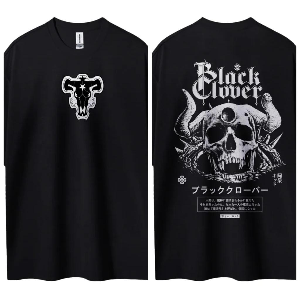 Black Clover Tshirt Mens Pure Cotton Casual  Round Neck Tshirt Short Sleeve Clothing Summer Sports Casual Short Sleeve Top
