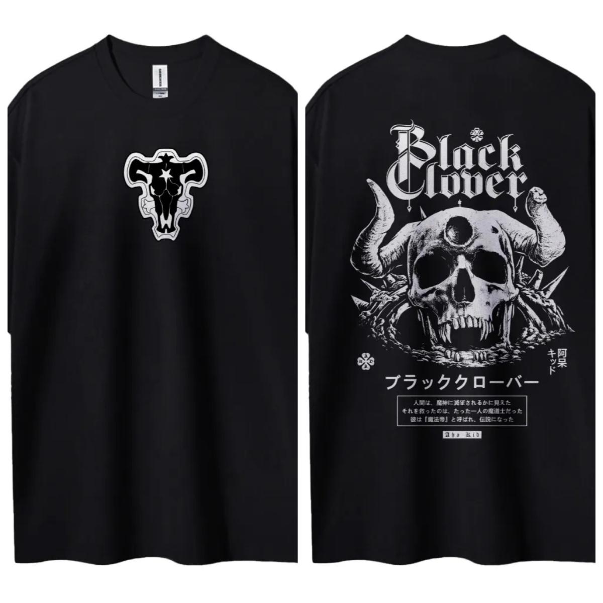 Black Clover Tshirt Mens Pure Cotton Casual Round Neck Tshirt Short Sleeve Clothing Summer Sports Casual Short Sleeve Top S