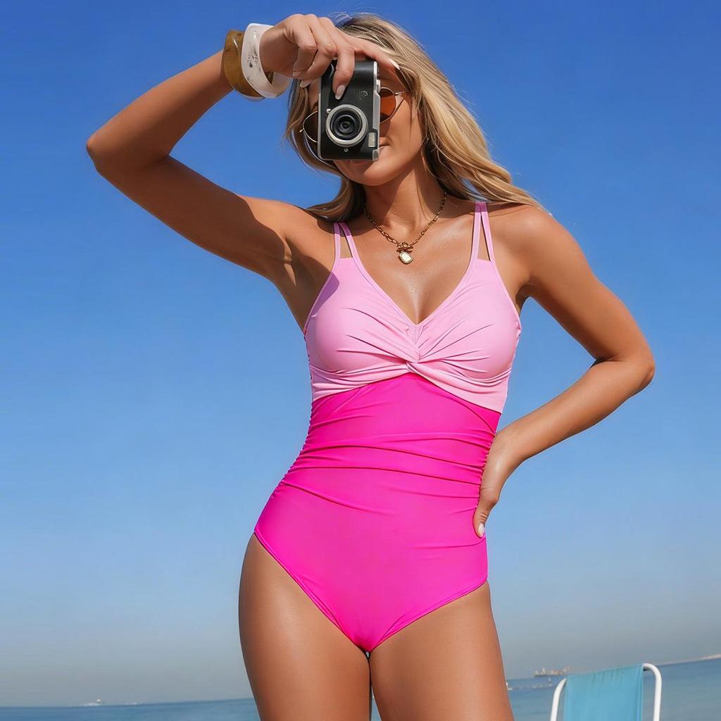 2026 New European & American Sexy Sporty One-Piece Swimsuit with Cross-Border Design