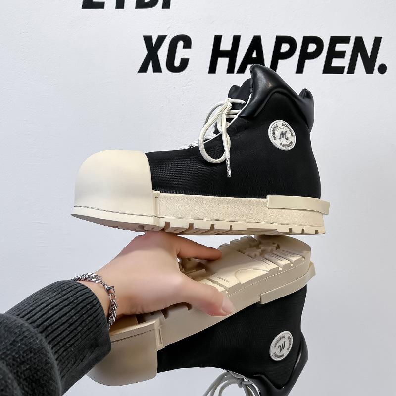 Trendy Mickey big head high top men and women niche black platform ugly cute board shoes couple 7230-6230-A