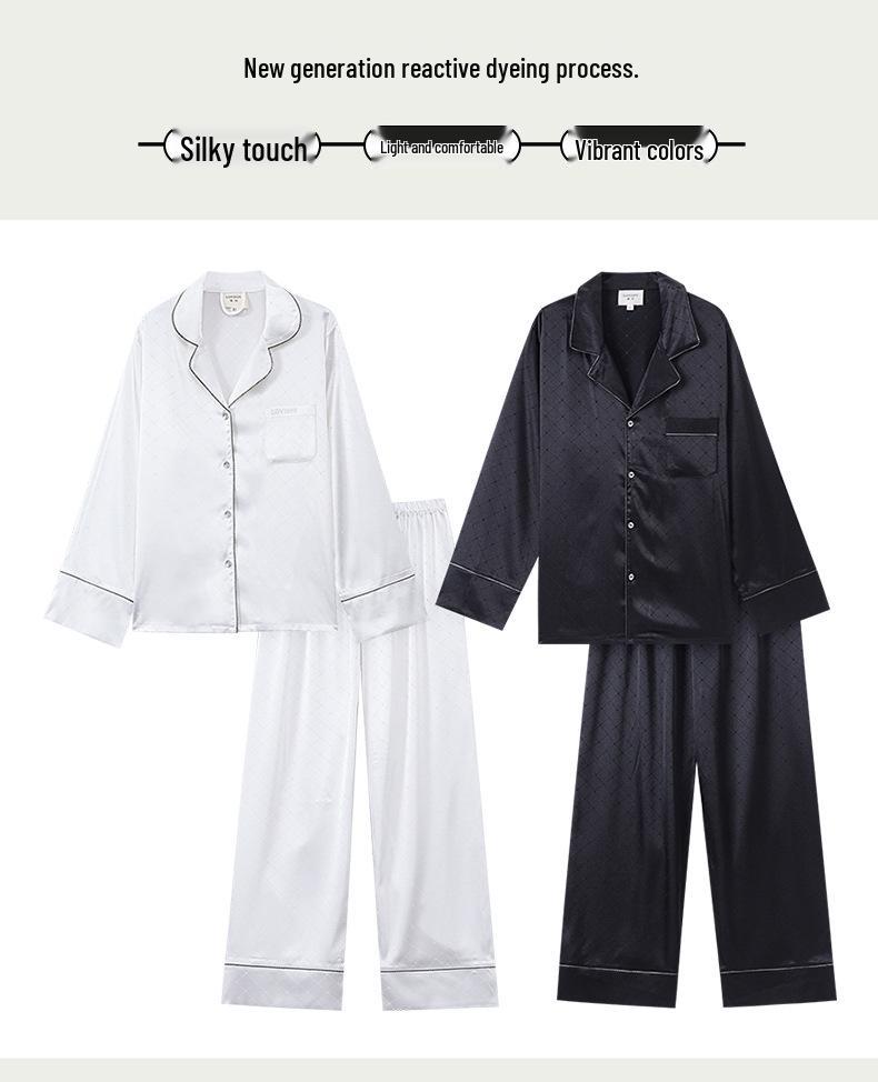 High-End Autumn/Winter Couple's Pajama Set - Men's Plus Size & Women's Long Sleeve with Pants