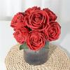 Artificial Flowers Roses 7 Pieces Ready-Made Rose Bouquet Flower Arrangement for Vase - Red