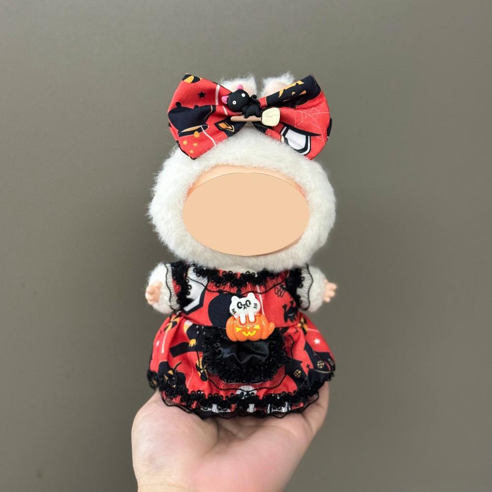 Only Clothes For 17Cm Labubu V1 V2 V3 Plush Idol Doll'S Clothing Christmas Red Santa Claus Sweater Hat Set Halloween Accessories