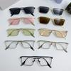 Retro Narrow Rectangular Sunglasses Fashion Korean Metal Frame Shades Unisex Uv Protection Eyewear For Women & Men