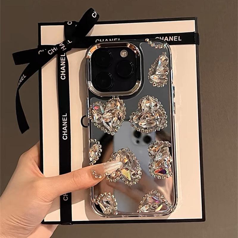 

For Apple 17promax Rhinestone Love Phone Case for IPhone15plus Mirror 14 Luxury 13 Women s New Mirror For iPhone 17Promax