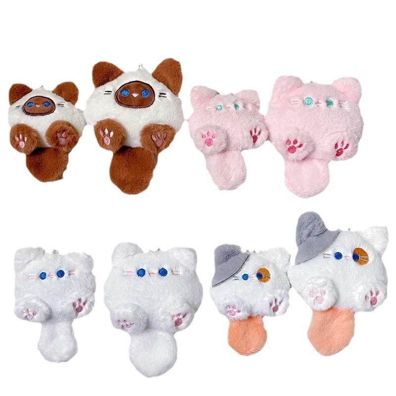 Cartoon Cat Plush Doll Brooch & Student Bag Charm