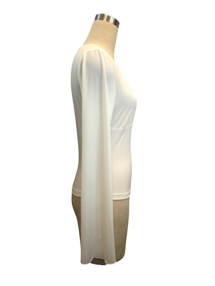 V-Neck Splicing Lace Floral Sexy Hotties Long Sleeve Slimming T-Shirt Versatile Closet Essential Fashion Items Shirt