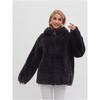 Women's Hooded Long Sleeve Faux Fur Coat Loose Fit Casual Winter Zipper Jacket