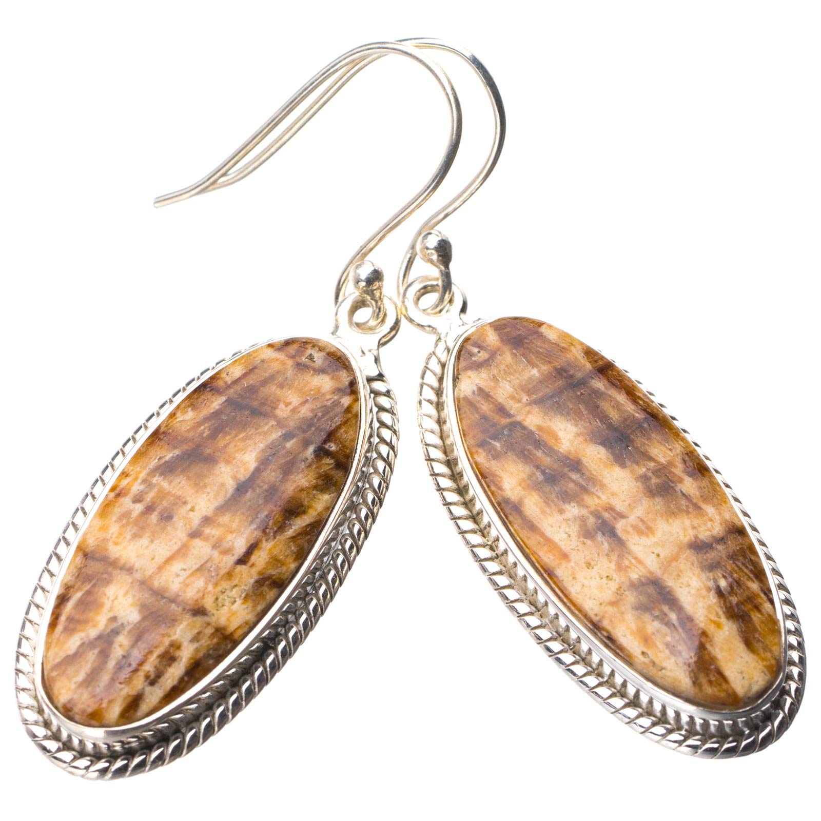

StarGems® Natural Lomen Crisoface Handmade 925 Sterling Silver Earrings 1.75 E1045