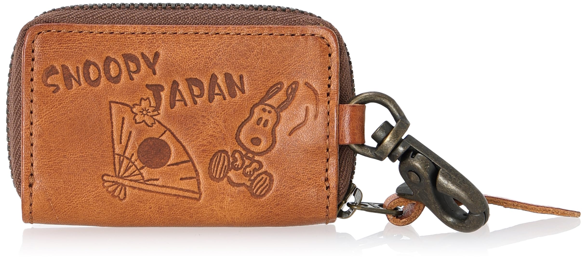 

Peanuts Japan Japanese Pattern Key Fan Smart Key Compatible Genuine Leather Cowhide Leather Window Zipper Snoopy Camel [Nadaya] Case/Sense Men s