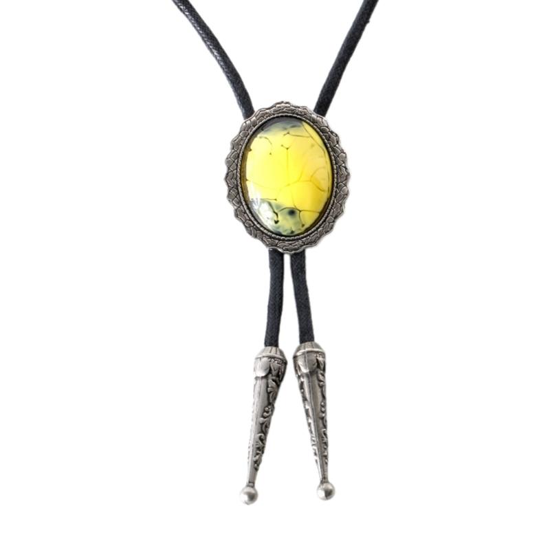 

Electroplate Bolo Tie for Men Gem Pendant Bolo Tie Necktie Collar Pendant Western Necklace for Cowboy Rodeos Neckwear