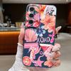 Pink Cartoon Pattern Floral Case For Samsung Galaxy A57 A56 A55 A54 5G A37 A36 A35 A34 A17 A16 A15 A14 Leather Texture Silicone Cover