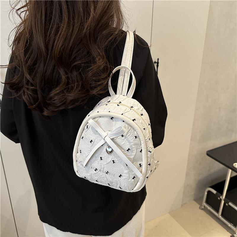Sweet Cute College Style Bow Print Backpack Handbag Shoulder Bag Trendy Women Girly Commuting Bag Student Schoolbag Gift
