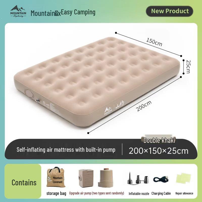 Mountain Inflatable Mattress with Backrest - Automatic Air Cushion Bed for Home, Floor, Tent, and Outdoor Camping.