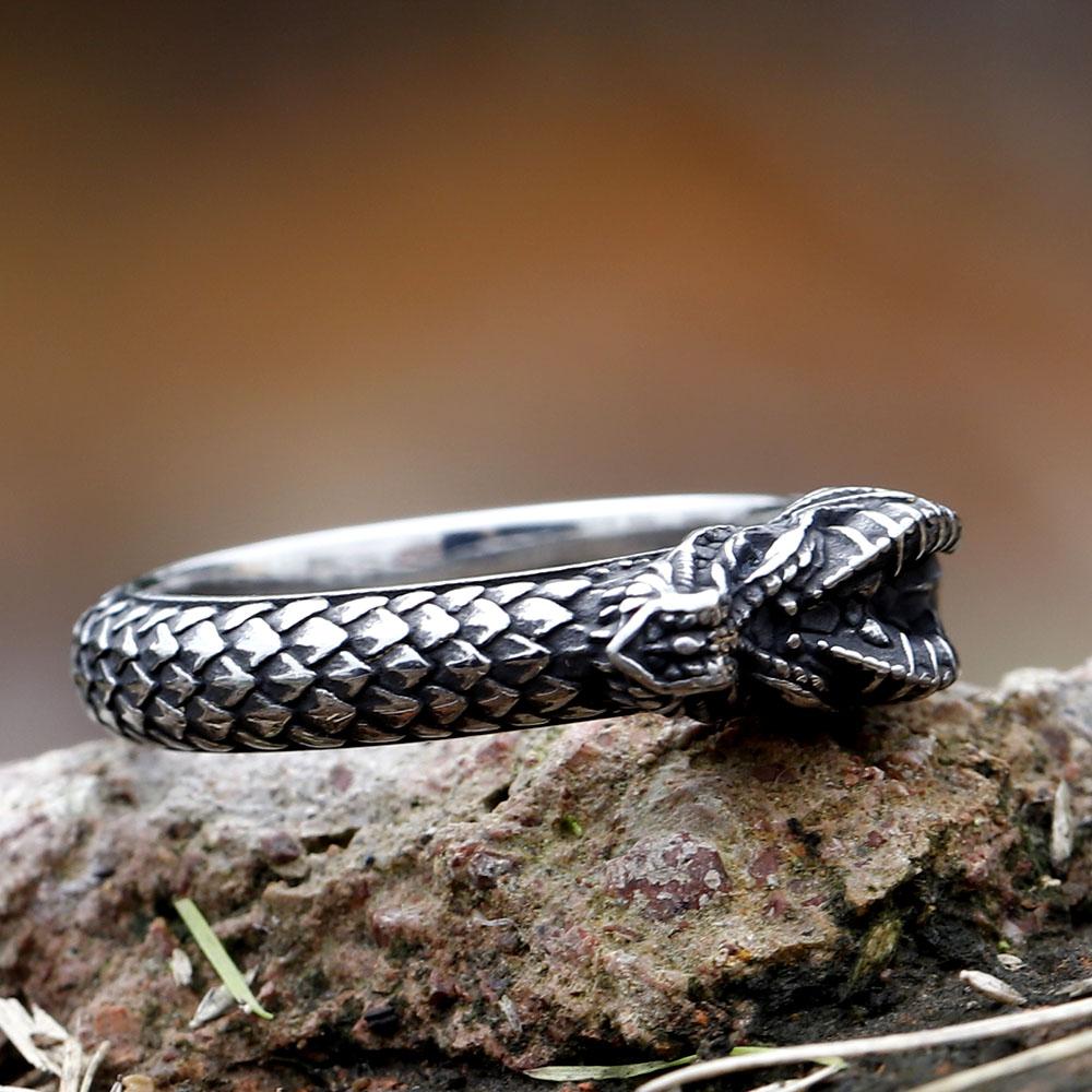 NEW 316L Stainless Steel Nordic Mythology Giant Dragon Animal Ring Pagan Odin Amulet Scandinavian  Jewelry Free Shipping