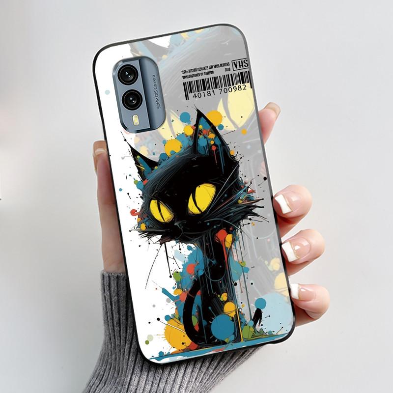 Casing For Nokia X30 5G Case Aesthetic Fashion Cute Cat Astronaut Cartoon Black Silicone Soft Shockproof Phone Case Back Cover