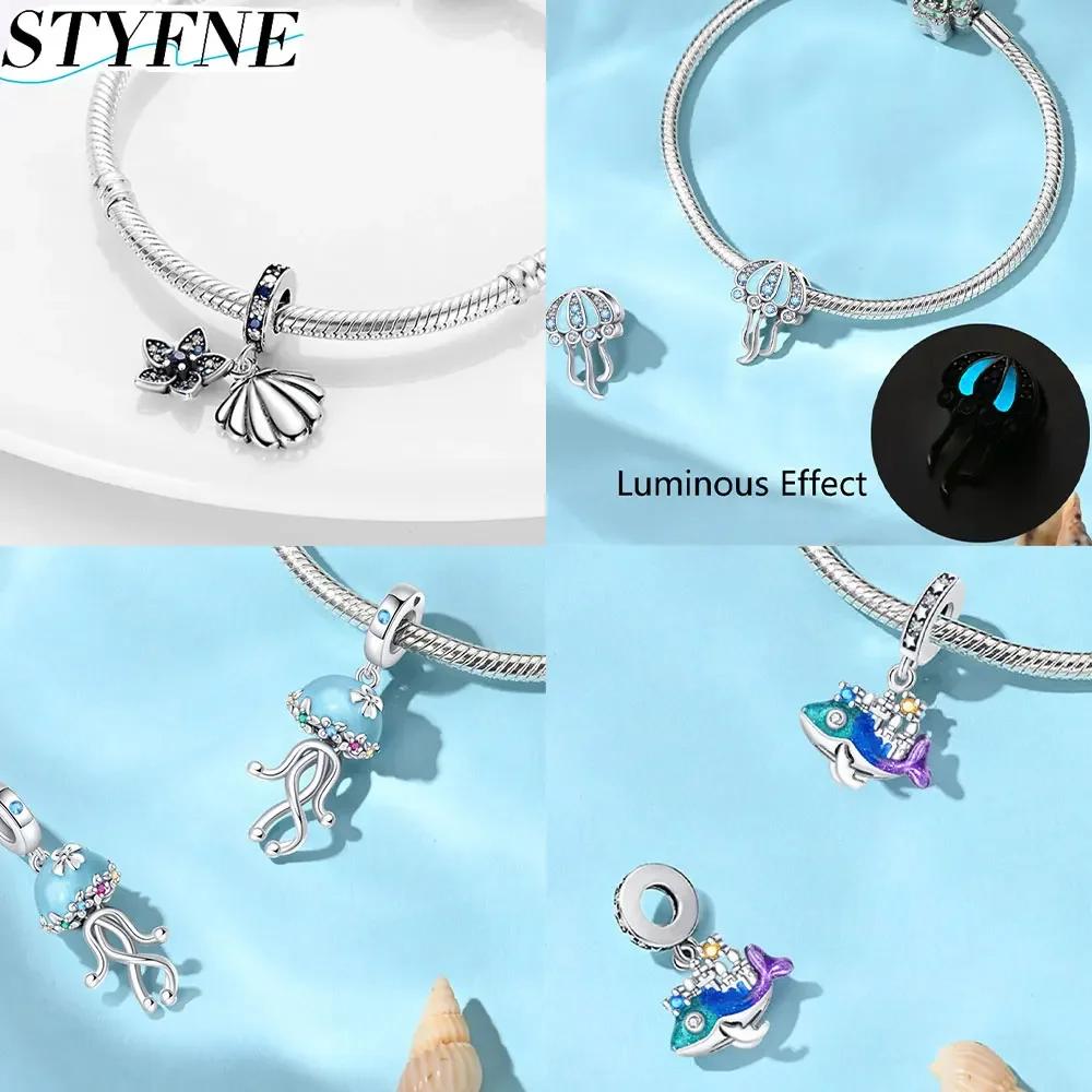Copperoriginal Lucky Symbol Gradient Blue Glass Big Lucky Elephant Charm For Diy Women'S Bracelet Jewelry Gift
