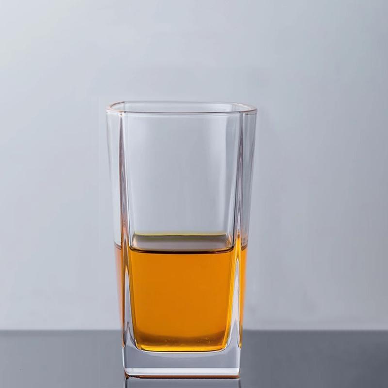 2pcs Set 220ml Thick Bottomed Square Straight Glass Bar Beer Cup Foreign Wine Brandy Cocktail Mugs Club Transparent Drinkware