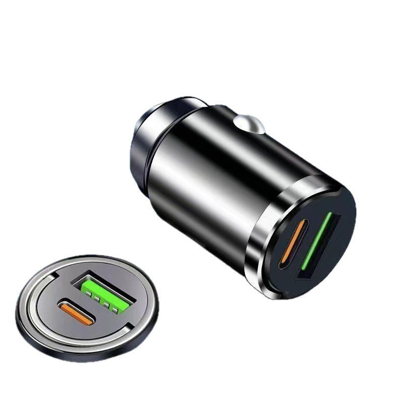 Hidden Turbo Alloy Car Charger QC3.0 PD 30W Universal Mini Charger