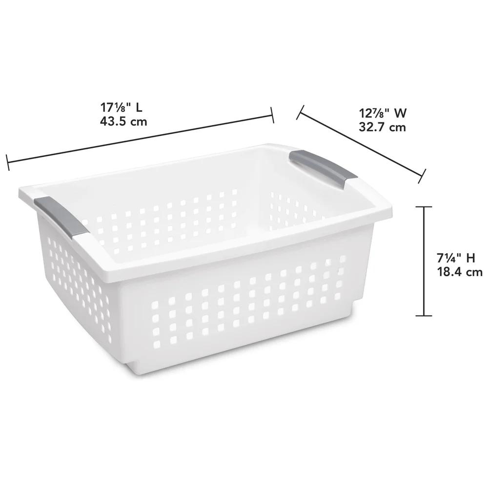 Stackable Open Plastic Bins Storage Baskets Home Organization Countertop Pantry Laundry Room Clutter Management Easy View