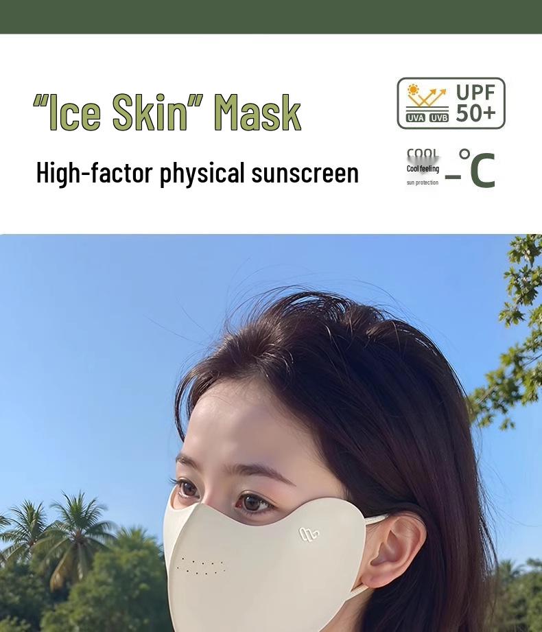 Hochwertiger UV-Schutz Eisseide 3D Atmungsaktive Sonnencreme Gesichtsmaske