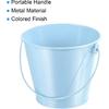 PATIKIL 4.7 Inch Colored Metal Buckets, 4 Pack Pencil Holder Buckets Round Metal Planter Pails Container with Handles for Classroom Crafts, Light