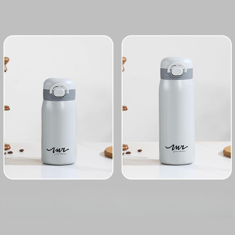 

Новая простая чашка-горошек из нержавеющей стали с пружинной крышкой, студенческая, маленькая, свежая, мини, портативная, с термоизоляцией 360ml