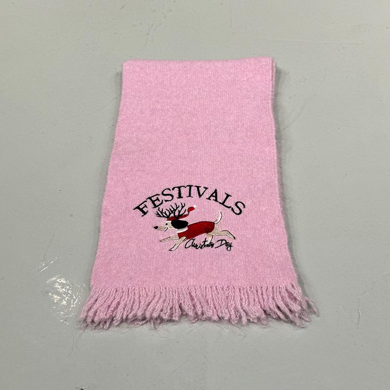 Autumn and winter cute Christmas scarf female senior sense thickened warm student scarf design sense versatile knitted scarf