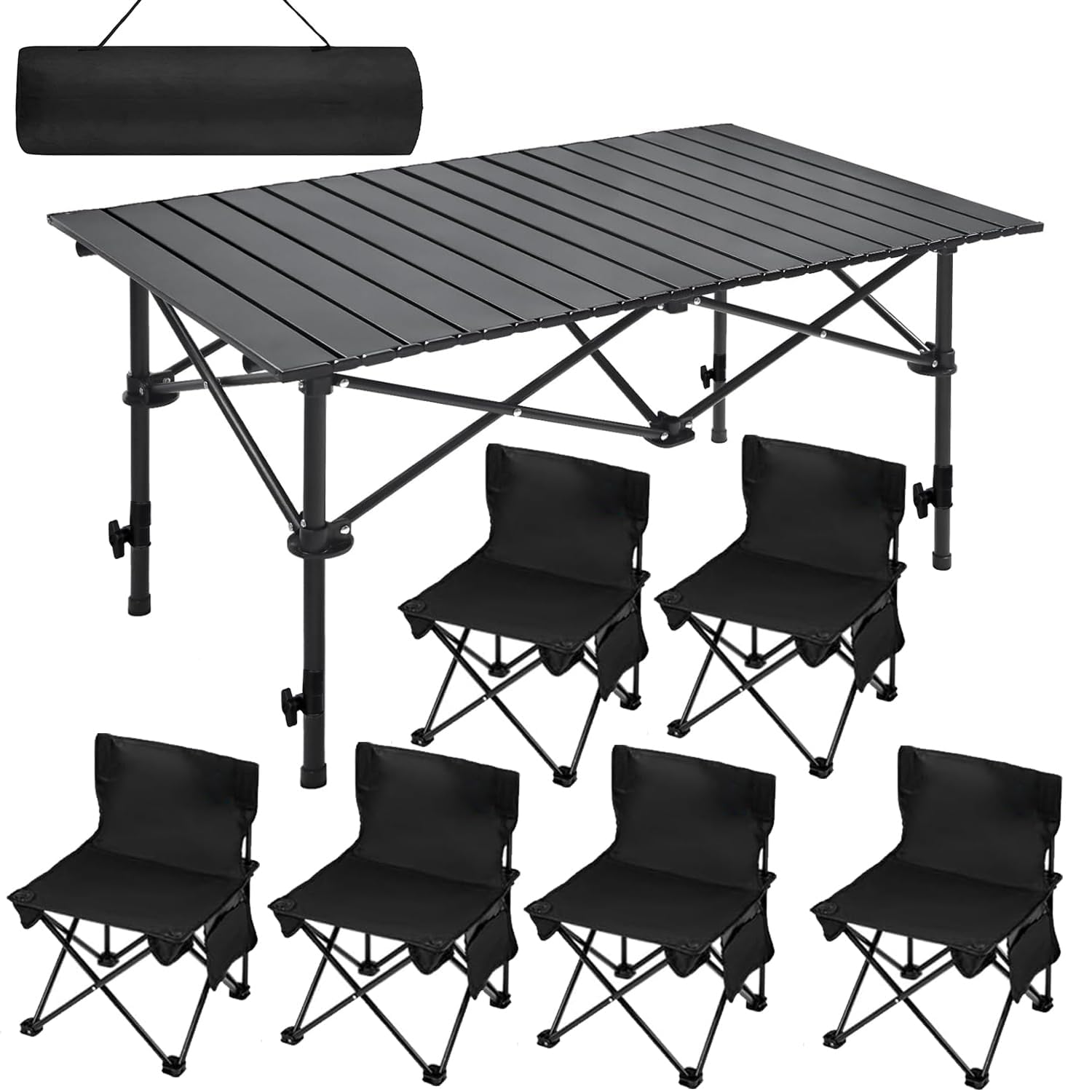 

HEEOREV Outdoor Table and Chair Height Camping Easy to Foldable Outdoor Outdoor Disaster Includes one storage bag per table and one storage bag per чёрный