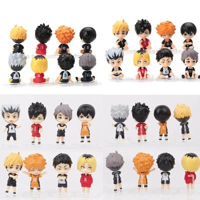 8 szt./partia Haikyuu Wersja Q. Siatkówka Hinata Shoyo Sugawara Koushi Oikawa Tooru Figurki Modelowe Stojaki Siedzące Ozdoby Zabawki Prezenty