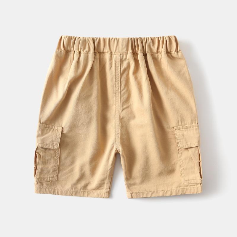 Boys' Cropped Pants Summer Children's Clothing Pants Children's Solid Color Pocket Pants Fashionable Contrasting Stripes Shorts