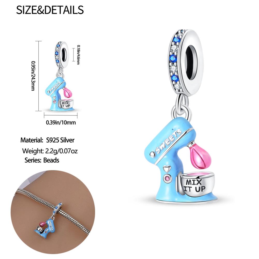 Blue Copper Metal Cute Sweetheart Blender Dangle Charm Bead Component Compatible With Brand Bracelet High Quality Fine Jewelry Family Party Perfect