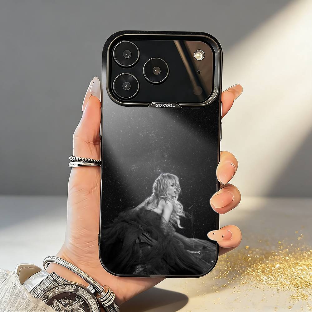 Custodia per Telefono Singer S-Shakira Per iPhone17 16 15 14 13 12 Pro Max Grigio Nero Opaco Laser Metallico Aurora Funda