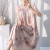 Retro style floral nightdress with chest pad women's summer thin anti-bumping loose large size can be worn outside loungewear skirt