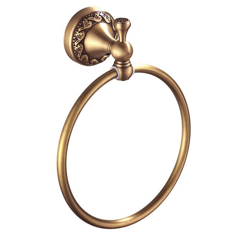 Brushed Bronze Brass Towel Ring Oval Contemporary Bathroom Hand Towel Holder Wall Mounted,Antique Brass Finish Towel Rack EL80A