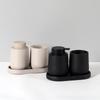 Bathroom Accessories Set, Lotion Bottle, Mouthwash Cup, Tray, Portable Shampoo Dispenser, Three Piece Set, Resin
