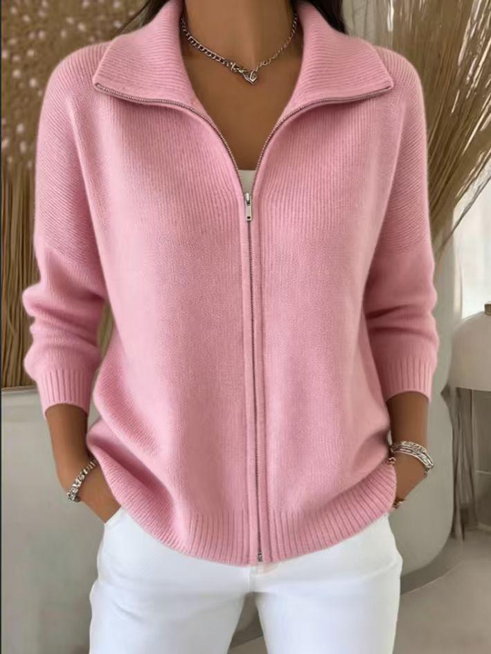 European & American Zipper Knit Cardigan Sweater - Autumn/Winter Casual Fashion for Women