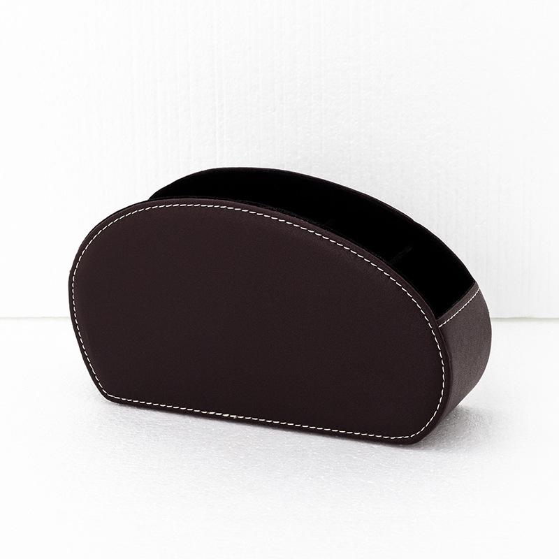 Remote Control & Desktop Organizer, PU Leather, 5-Compartment Storage Box for Office and Cosmetics